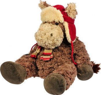 Caballo de peluche con gorro