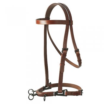 Leather Western Lungeing Halter With 3 Rings Padded